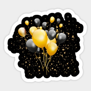 Christmas Black & Golden Balloons Sticker